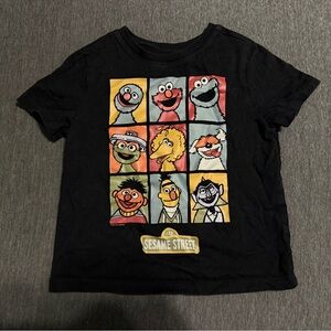 Old Navy - Sesame Street Black T-Shirt with Colorful Characters